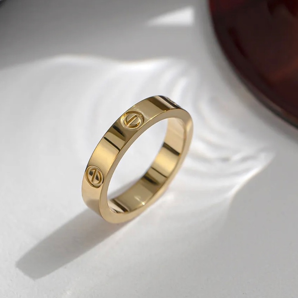 NEW Stainless Steel Screw Love Ring in Gold